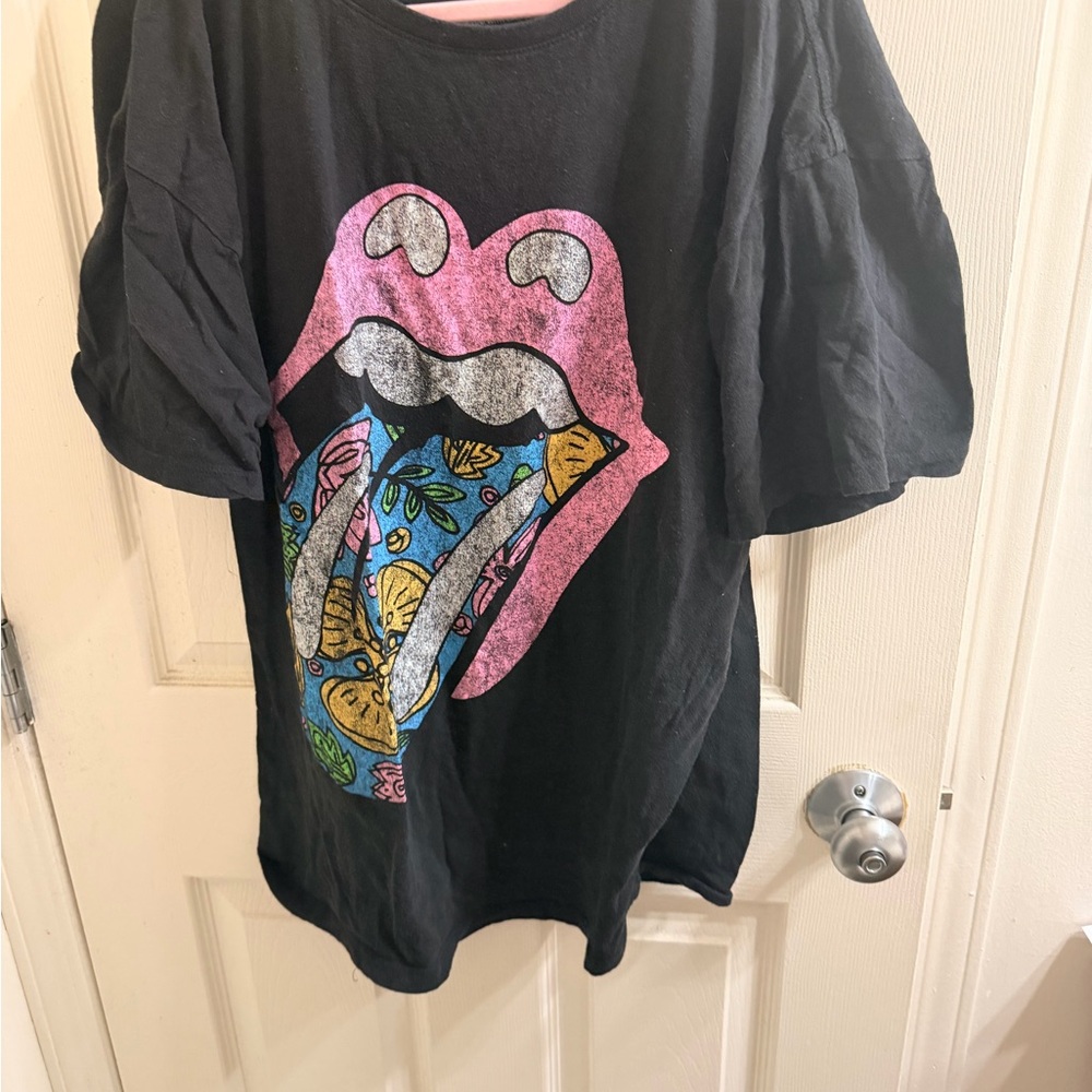The Rolling Stones Black T-Shirt with White Logo